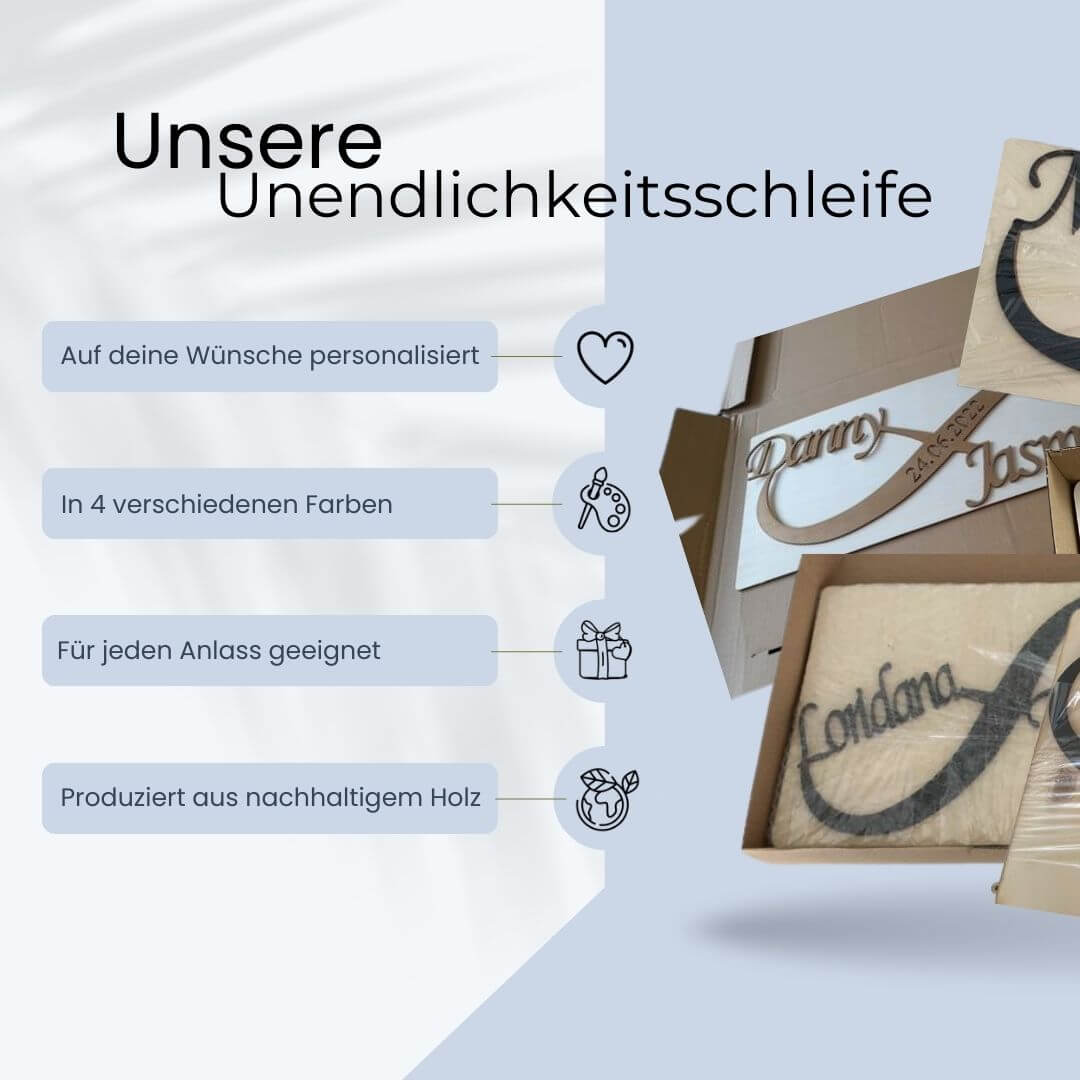 Unendlichkeitsschleife aus Holz | Personalisierbar