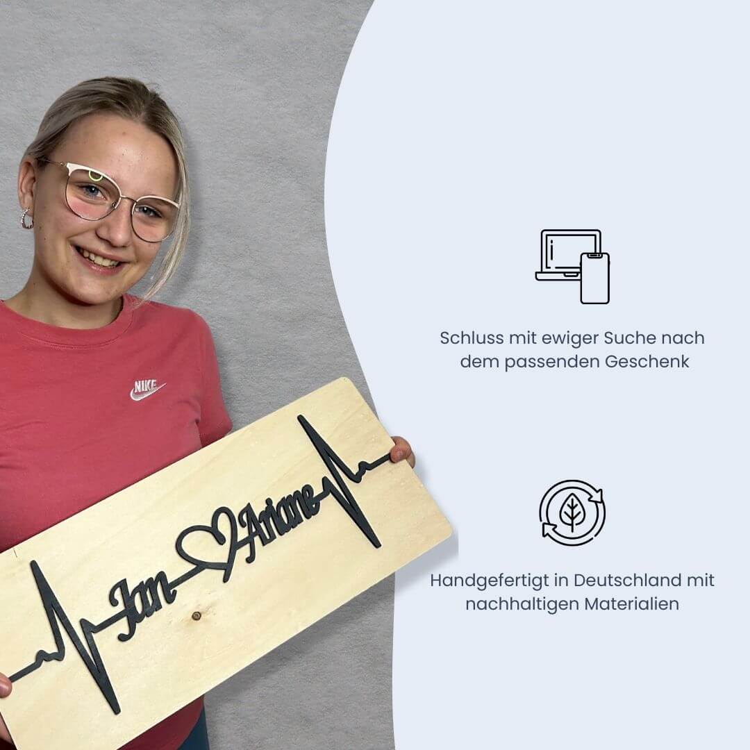 Herzschlag aus Holz | Personalisierbar