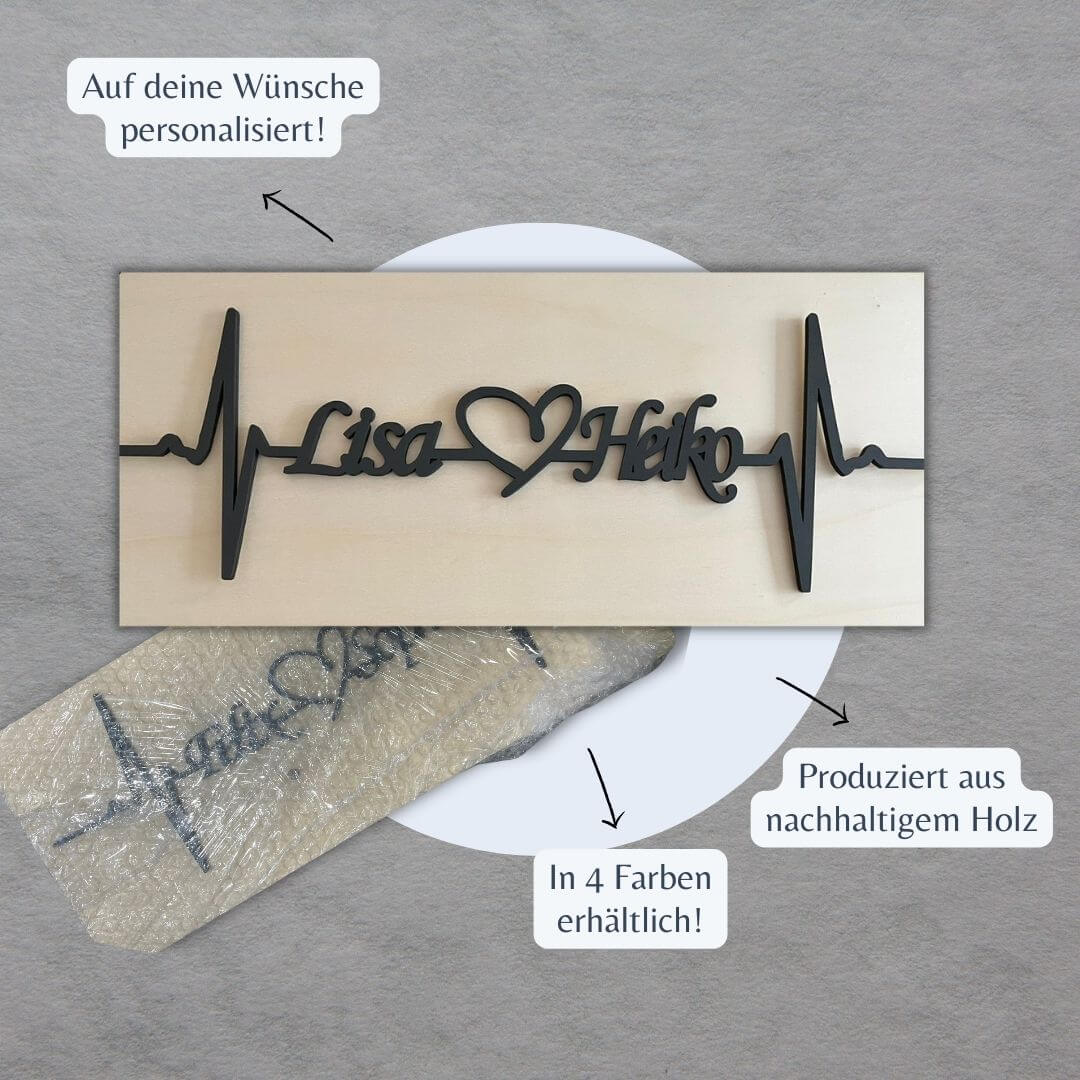 Herzschlag aus Holz | Personalisierbar