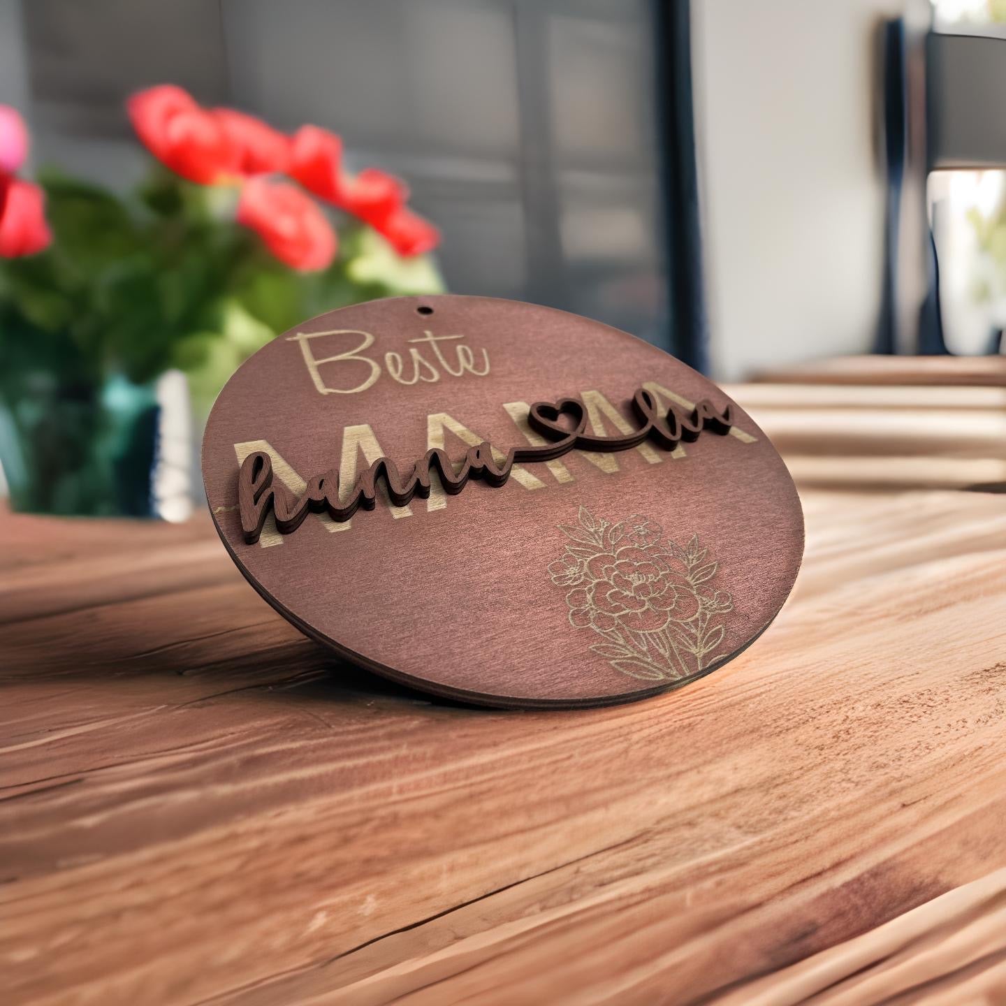 "Beste Mama" aus Holz | Personalisierbar