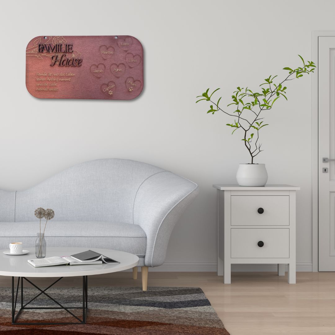 Familienschild aus Holz | Personalisierbar mit deinen Liebsten